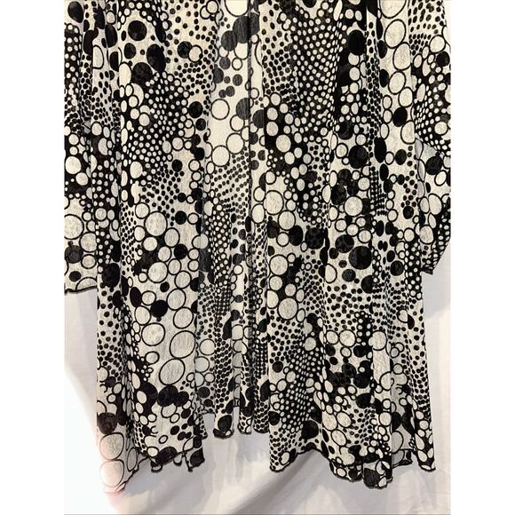 Ali Miles Cardigan Womens Plus 3X Black White Sheer Mesh Sweater Lightweight - Picture 4 of 13